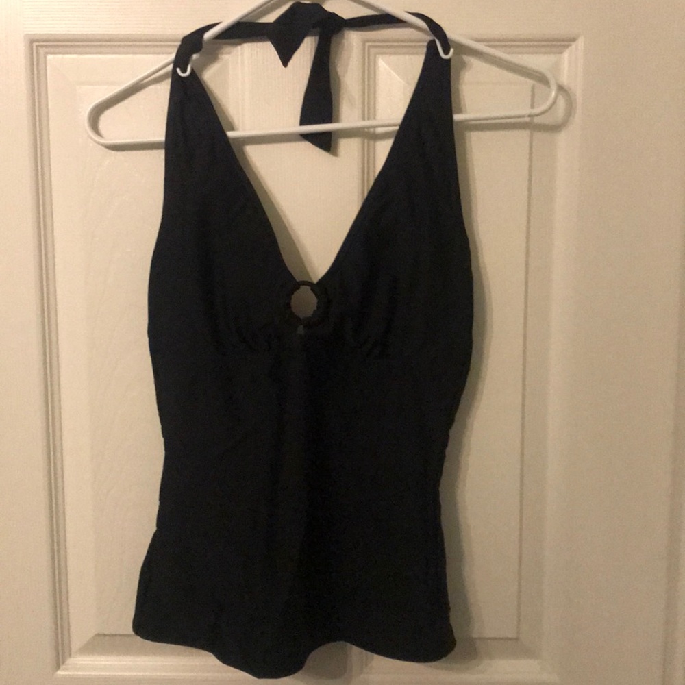 Black halter tankini top